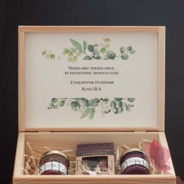 Zestawy z naturalnymi słodyczami dla Nauczycieli Zestaw malina - jagoda 1 w szkatułce - NATURA - personalizacja Dzień Nauczyc...