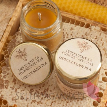 Świece z naturalnego wosku pszczelego dla Nauczycieli  Świeca z wosku pszczelego zapach POMARAŃCZA– personalizacja Dzień Nauc...