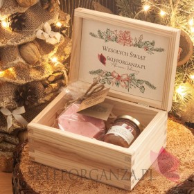 Zestawy świąteczne prezentowe z miodami Zestaw upominkowy różany w szkatułce - NATURA - personalizacja Święta Bożego Narodzenia