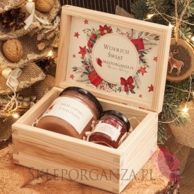 Zestawy świąteczne prezentowe z miodami Zestaw malina 2 w szkatułce - NATURA - personalizacja Święta Bożego Narodzenia