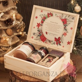 Zestawy świąteczne prezentowe z miodami Zestaw malina 4 w szkatułce - NATURA - personalizacja Święta Bożego Narodzenia