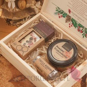 Zestawy świąteczne prezentowe z naturalnymi słodyczami Zestaw upominkowy średni słodkości w szkatułce - NATURA -personalizacj...