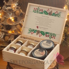 Zestaw upominkowy duży słodkości w szkatułce 2 - NATURA -personalizacja Święta Bożego Narodzenia