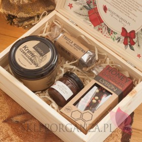 Zestawy świąteczne prezentowe z miodami Zestaw czekoladowy średni w szkatułce - NATURA - personalizacja Święta Bożego Narodzenia