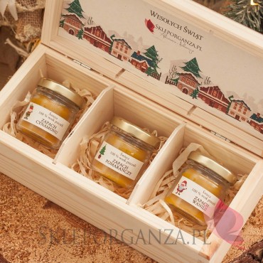 Świece świąteczne z naturalnego wosku pszczelego Zestaw świec z wosku pszczelego w szkatułce - personalizacja- Święta Bożego ...