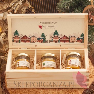 Świece świąteczne z naturalnego wosku pszczelego Zestaw świec z wosku pszczelego w szkatułce - personalizacja- Święta Bożego ...