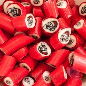 Słodycze świąteczne z LOGO firmy Świąteczne karmelki czerwone z mikołajem w słoiczku – personalizacja