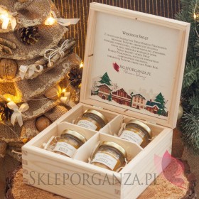 Zestaw świec z wosku pszczelego midi w szkatułce - personalizacja- Święta Bożego Narodzenia