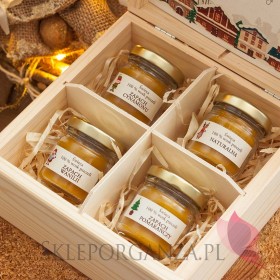 Świece świąteczne z naturalnego wosku pszczelego Zestaw świec z wosku pszczelego midi w szkatułce - personalizacja- Święta Bo...