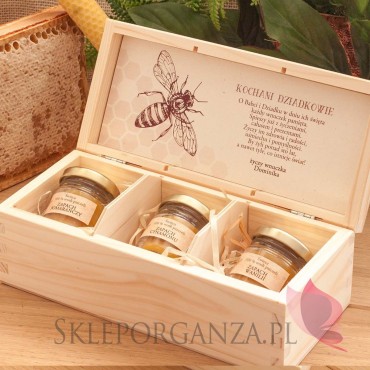 Zestaw świec z wosku pszczelego w szkatułce - personalizacja Dzień Babci i Dziadka
