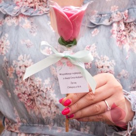 Lizak róża różowa - personalizacja - Dzień Kobiet, Dzień Matki