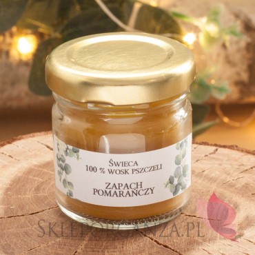 Świece z naturalnego wosku pszczelego komunijne Świeca z wosku pszczelego zapach POMARAŃCZA – Kolekcja Eukaliptus