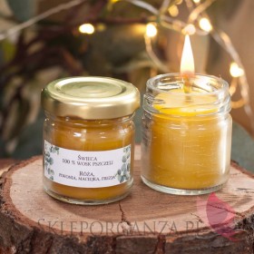 Świece z naturalnego wosku pszczelego komunijne Świeca z wosku pszczelego zapach RÓŻA – Kolekcja EUKALIPTUS