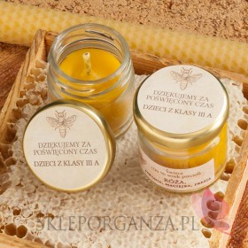 Świece z naturalnego wosku pszczelego dla Nauczycieli  Świeca z wosku pszczelego zapach RÓŻA – personalizacja Dzień Nauczyciela
