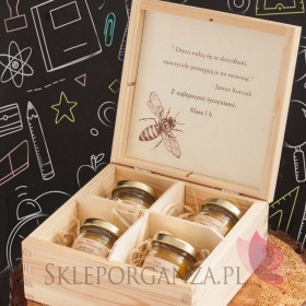 Zestaw świec z wosku pszczelego midi w szkatułce - personalizacja Dzień Nauczyciela