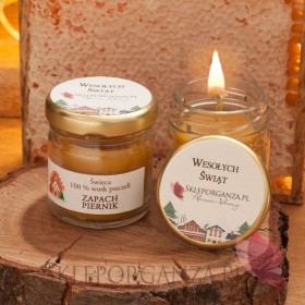 Świeca z wosku pszczelego zapach PIERNIK - personalizacja Święta Bożego Narodzenia Świece świąteczne z naturalnego wosku pszc...