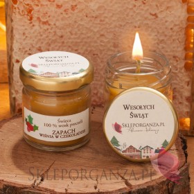 Świece świąteczne z naturalnego wosku pszczelego Świeca z wosku pszczelego zapach WIŚNIA W CZEKOLADZIE - personalizacja Święt...