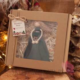 Makramowe prezenty świąteczne Anioł z makramy morski w ozdobnym pudełku – personalizacja Święta Bożego Narodzenia