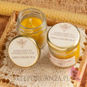 Świece z naturalnego wosku pszczelego dla Nauczycieli  Świeca z wosku pszczelego zapach BEZ – personalizacja Dzień Nauczyciela