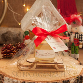 Świąteczny zestaw miód na sankach mały - personalizacja Zestawy świąteczne na sankach
