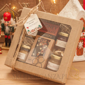 Zestaw mix ciemna czekolada w karbowanym pudełku eko - personalizacja Święta Bożego Narodzenia Zestawy świąteczne prezentowe ...