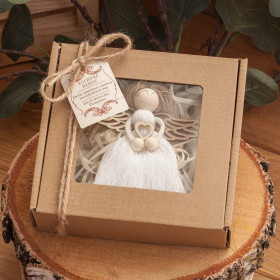Aniołek z makramy w ozdobnym pudełku - personalizacja Dzień Babci, Dzień Dziadka Makramowe aniołki na Dzień Babci i Dziadka