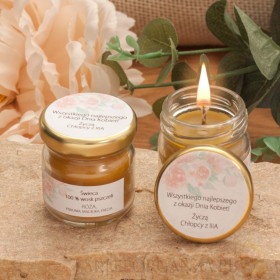 Świeca z wosku pszczelego zapach RÓŻA – personalizacja Dzień Kobiet Świece z naturalnego wosku pszczelego na Dzień Kobiet, Dz...