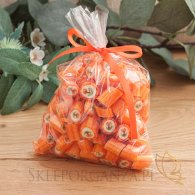 Cukierki karmelki pomarańczowe z tulipanem Karmelki na Dzień Kobiet, Dzień Matki