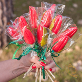 Lizak tulipan czerwony Lizaki na Dzień Kobiet, Dzień Matki