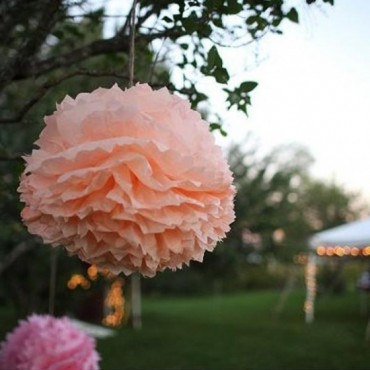 Papierowe kule kwiatowe pompony na wesele Papierowy kwiat, brzoskwiniowy, 35cm