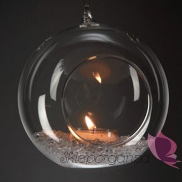 Szklane dekoracje ślubne Świeczniki kula szklana, średnica 10cm, 4szt.