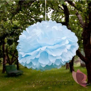 Papierowe kule kwiatowe pompony na wesele Papierowy kwiat, jasnoniebieski, 50cm