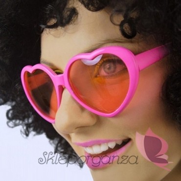 Opaski i okulary do fotobudki Okulary różowe SERDUSZKA
