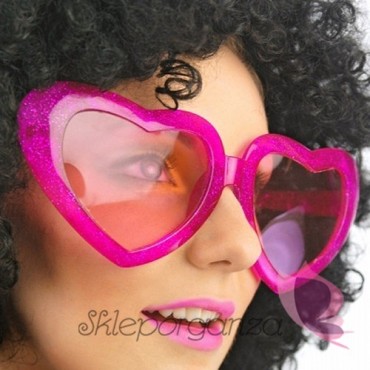 Opaski i okulary do fotobudki Okulary różowe MEGA SERCA