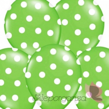 Kropki Balony zielone w białe KROPKI, 6szt