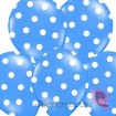 Balony niebieskie w białe KROPKI, 6szt