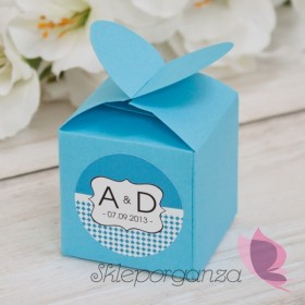 Pudełka weselne personalizowane Pudełko serce niebieskie - personalizacja