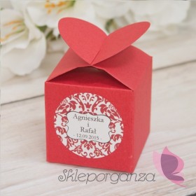 Pudełka weselne personalizowane Pudełko serce czerwone - personalizacja