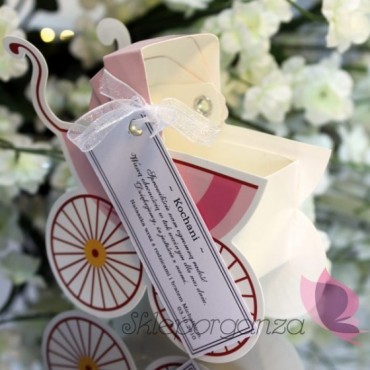 Kolekcja Wózeczek na Baby Shower Pudełko wózek różowy - personalizcja