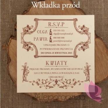 Zaproszenia ślubne Zaproszenie – personalizacja kolekcja - VINTAGE 2