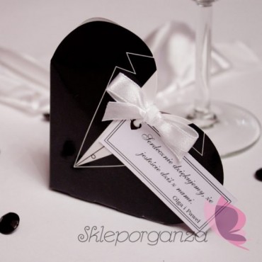 Pudełka weselne personalizowane Pudełko serce - frak - personalizacja