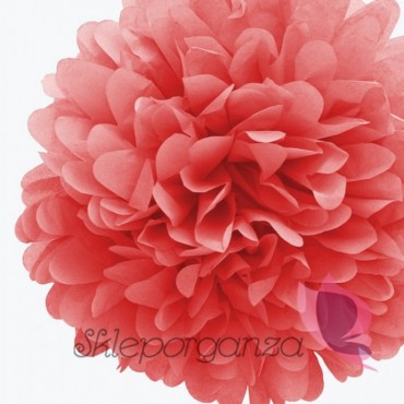 Papierowe kule kwiatowe pompony na wesele Papierowy kwiat, koralowy, 35cm
