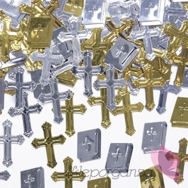Konfetti metalizowane krzyże i księgi
