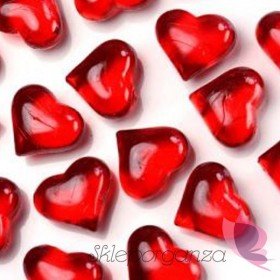 Kryształki weselne Kryształowe serca czerwone 30 sztuk