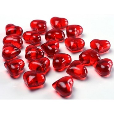 Kryształki weselne Kryształowe serca czerwone 30 sztuk