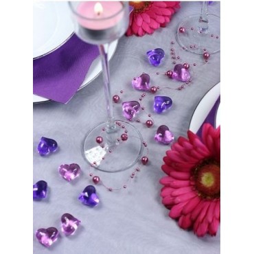 Kryształki weselne Kryształowe serca fioletowe 30 sztuk