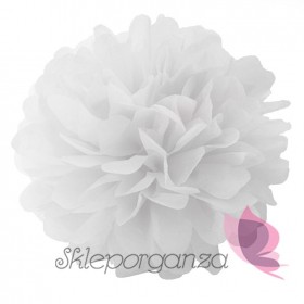 Papierowe kule kwiatowe pompony na wesele Papierowy kwiat, biały, 25cm