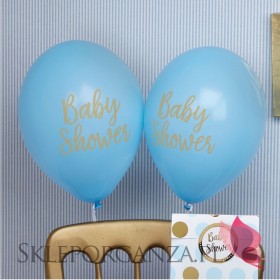 Balony niebieskie BABY SHOWER KOLEKCJA GROSZKI/CHEVRON 8szt.