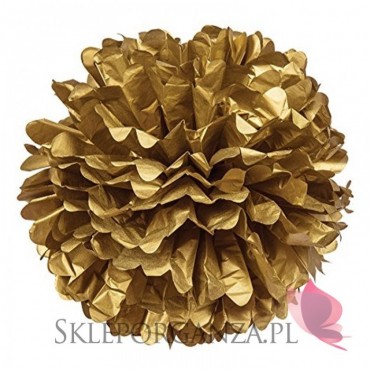 Papierowe kule kwiatowe pompony Papierowy kwiat metaliczny, złoty, 50cm
