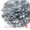 Papierowy kwiat metaliczny, srebrny, 35cm